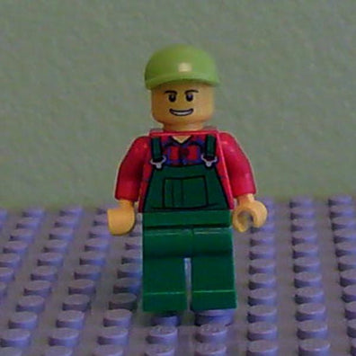 LEGO Minifigure-Overalls Farmer Green, Lime Short Bill Cap-Town / City-CTY296-Creative Brick Builders